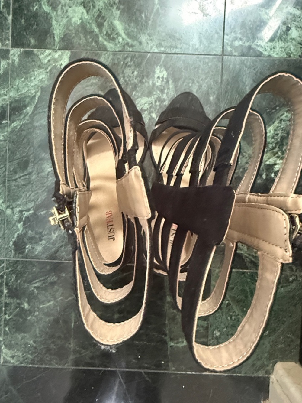 JustFab Black Strappy Knee-High Gladiator Heels - Picture 4 of 4